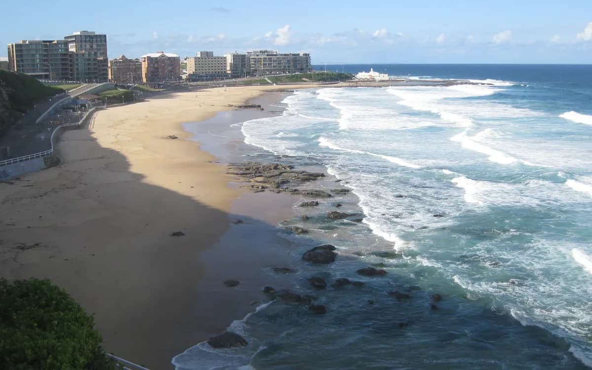 Newcastle Beach and the East End foreshore in Newcastle, New South Wales, Australia