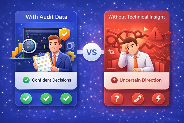 Comparison of SEO decisions guided by audit data versus assumptions